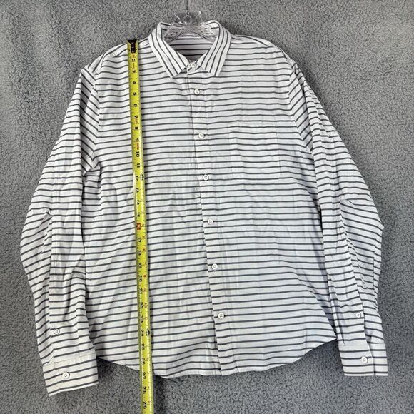 Lululemon Commission Shirt Mens Large L White Long Sleeve Button Up Striped - Picture 3 of 7